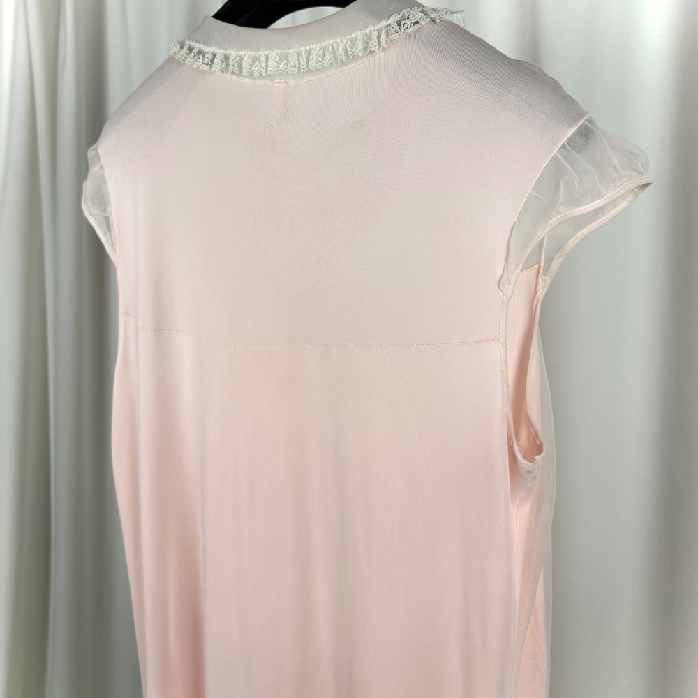 Vintage 60s Pink Sheer Nightgown | Belinda Lace Nylon Slip S/M - Picture 13 of 13